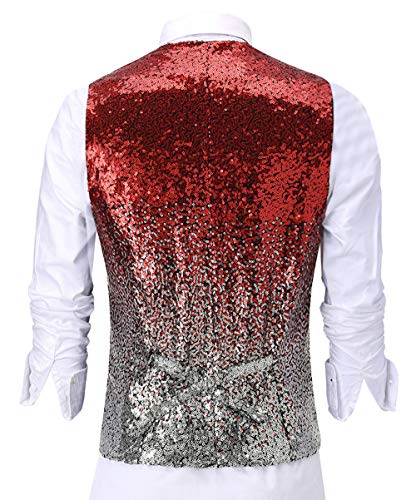 Men's Shiny Sequin Suit Vest Fashion Slim Fit Business Dress Suit Vest Waistcoat2