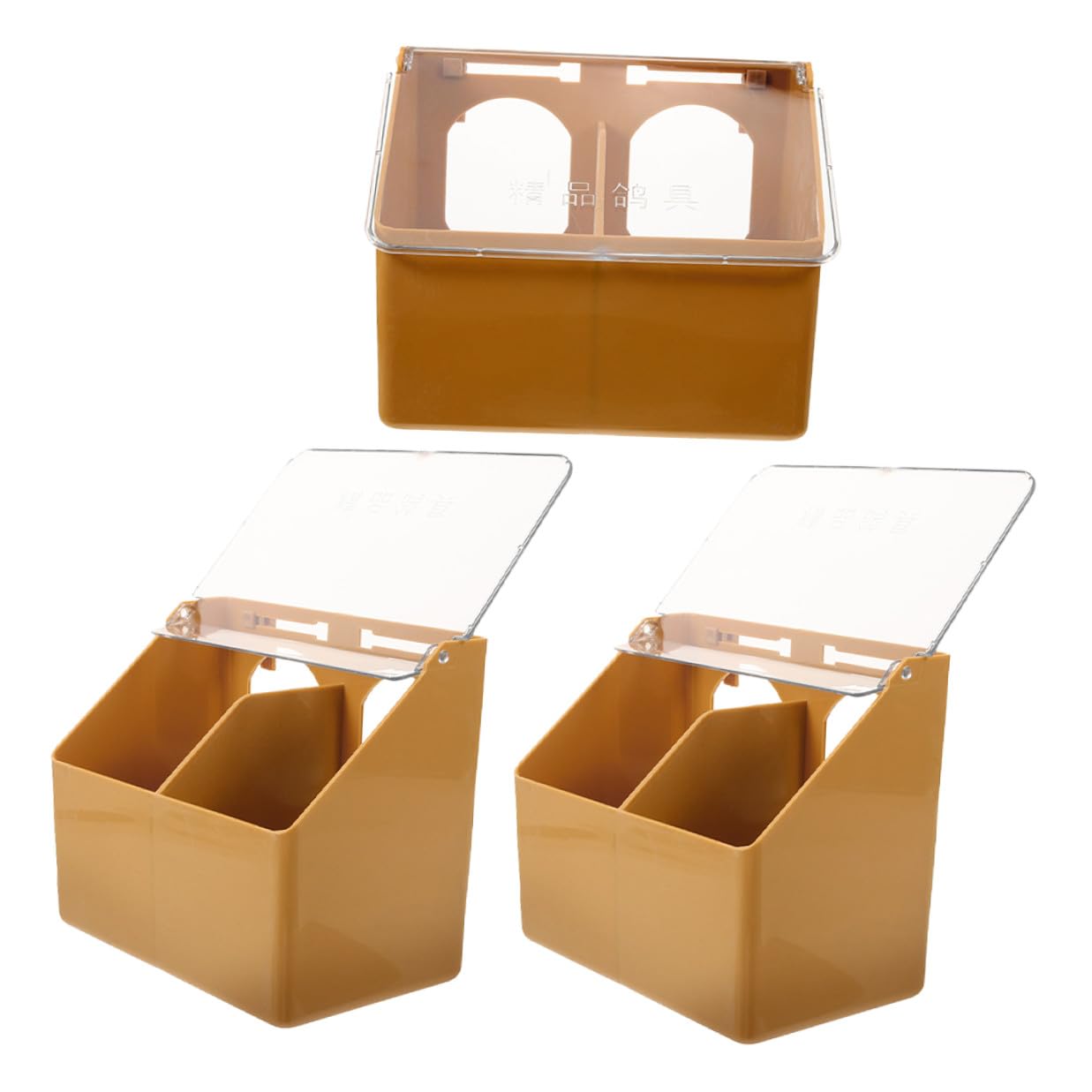 DECHOUS 3 pièces Mangeoire Oiseaux Suspendue avec Compartiments Doubles Distributeur Nourriture pour Perruches et Calopsittes Facile à Installer Cage Design Compartimenté Anti-conflit