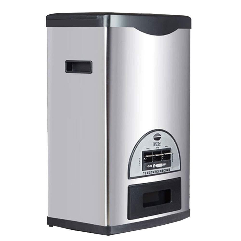 YXZYFPP Stainless Steel Rice Dispenser - Moisture-Proof Food Storage for Beans and Cereals - Automatic Metering Container (Black 15KG)