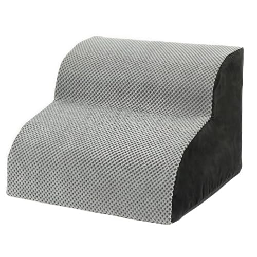 RoastMe 犬 階段 犬 ステップ スロープ 高密度フォーム コーデュロイ素材 ペット用ステップ 滑り止め ドッグステップ ソファに適用 ドッグ介護用 心地よい (2段スロープ階段)