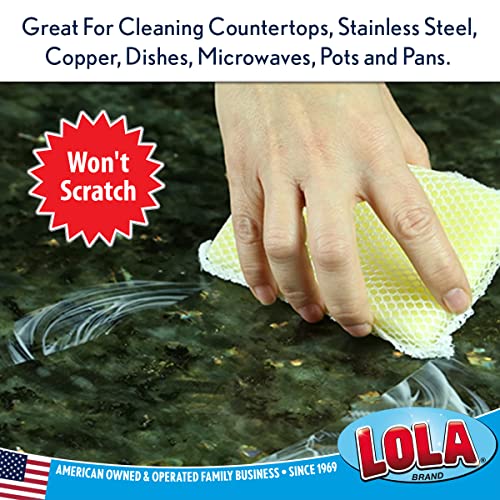 Image of LOLA Nylon Net Sponge Cleaning Pad, 6 Pack, Non Scratch Scrubbers, Safe on Non-Stick Surfaces & Coated Cookware & Dishes - Gentle Effective Cleaning