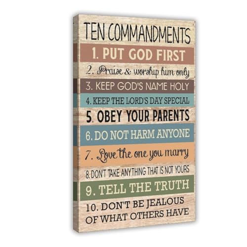 NEOHI Bible Ten Commandments Verse -Christian for Kids, Boys, Girls Bedroom-Jesus Poster Canvas Art Wall Decor Posters Home Bar Restaurant Garage Cafe Logo Gift 12x18inch(30x45cm)