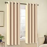 Balichun 2 Panels Thermal Insulated Solid Grommets 52-Inch-by-63-Inch Blackout Curtain, Beige