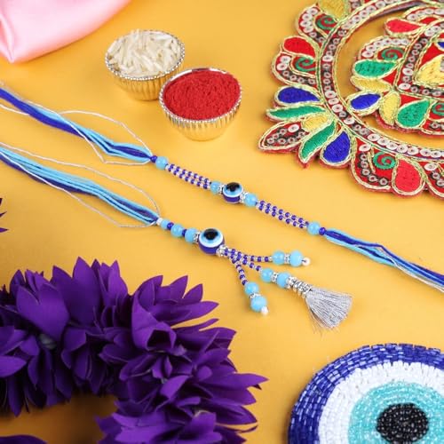 Image of Traditional Rakhi For Bhai- Bhabhi For Raksha Bandhan| Handcrafted Thread Bracelet For Brother| Indian Designer Rakhi for Bhaiya & Bhabhi Combo