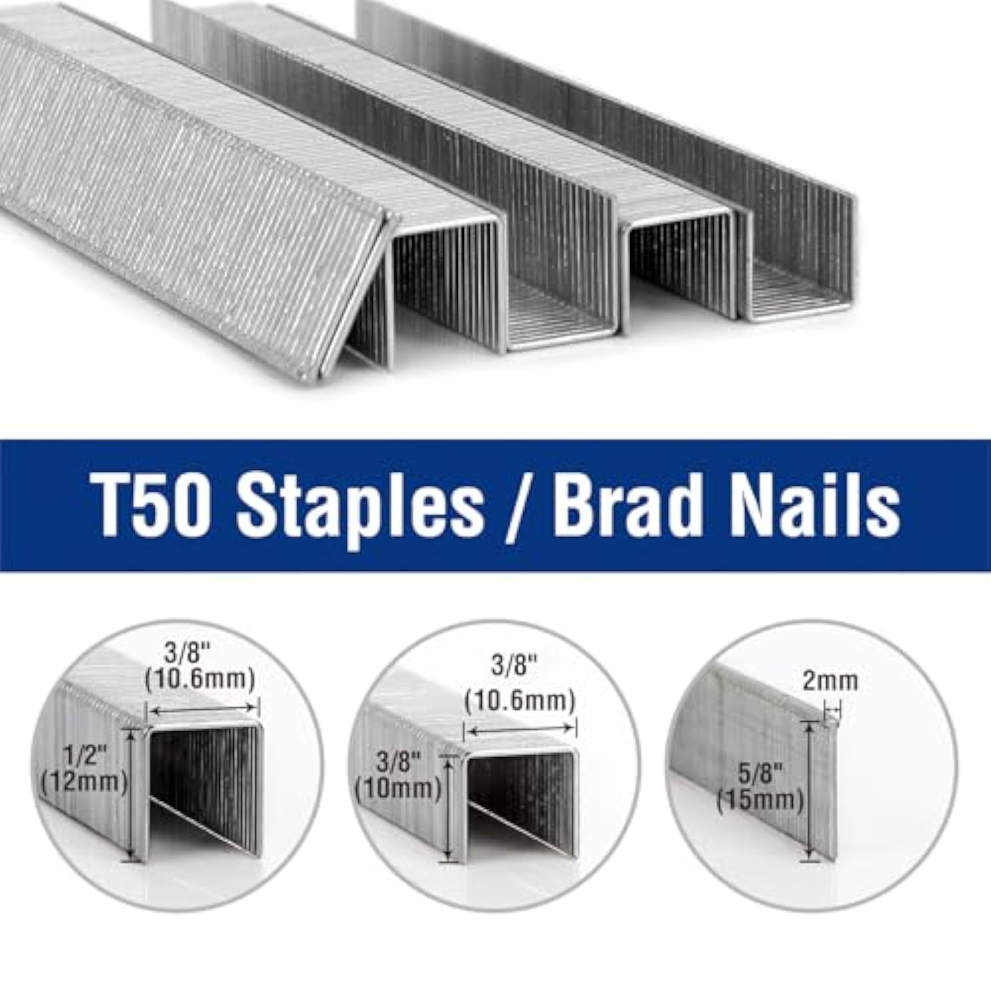 Heavy Duty T50 Staples and Brad Nails Combo Kit, 7500-Count