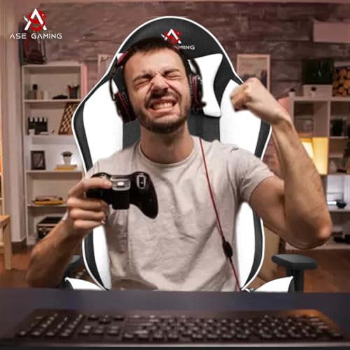 ASE GAMING Gold Series Ergonomic Gaming Chair with Footrest Premium PU Leather, Adjustable Neck & Lumbar Pillow, 180 Degree Recline with Black... - Image 4
