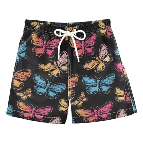 ALAZA Blue Color Butterfly Beautiful Boys Quick Dry Beach Board Shorts Kids Swim Trunks Bathing Suit Swimsuit 4T