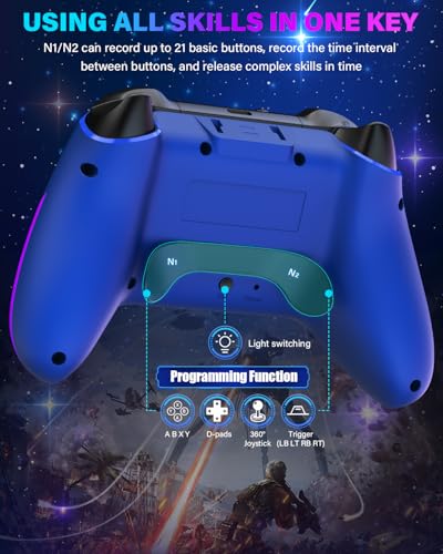 Image of Wireless Switch Controllers for Nintendo Switch /OLED /Lite /Switch 2, 1200mAh Pro Controller with 10 Color LED Lights, Rechargeable Switch Control Gamepad with Turbo, Vibration, 6-Axis Gyro, Wake Up