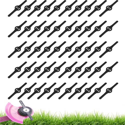 LIMEOW 50 Stück 14cm Ersatzmesser Rasentrimmer, Kunststoff Ersatzmesser, Kunststoffmesser Rasentrimmer Zubehör Rasentrimmer Zubehör Kunststoffmesser Mit 3-in-1-Mähern Mini-Mähern und Trimmer (Schwarz)