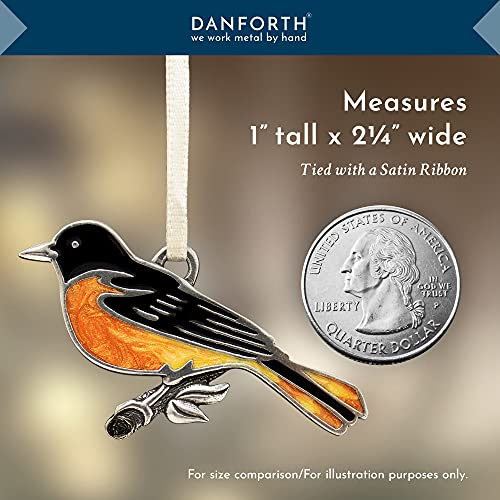 Danforth Baltimore Oriole Christmas Ornament – Handcrafted Pewter Bird Ornaments For Christmas Tree – 1” Tall By 2 1/4” Wide, Satin Ribbon, Made In Usa #TOP4