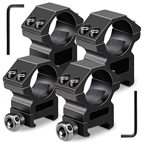 GOTICAL Picatinny Scope Rings - 30mm | 2Pcs Medium Profile Scope Rings + 2Pcs High Profile Scope Rings for Picatinny/Weaver Rail - 4 Pack
