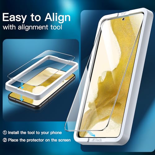 Image of JETech Tempered Glass Screen Protector Guard for Samsung Galaxy S22 5G with Easy Installation Tool, Fingerprint ID Compatible, HD Clear, 3-Pack