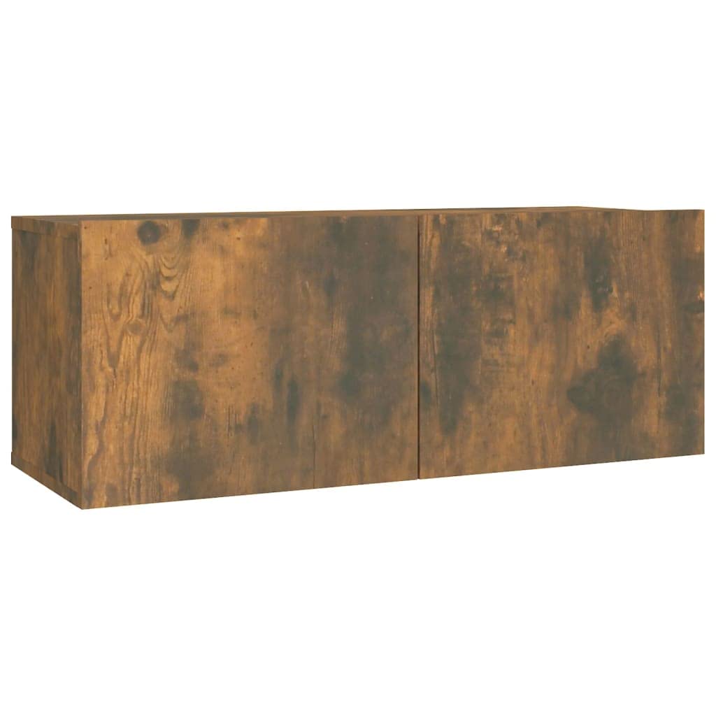 Set di 2 mobili TV sospesi in legno di quercia affumicata, mobile sospeso per TV, moderno, per soggiorno, 60 x 30 x 30 cm e 80 x 30 x 30 cm
