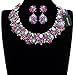 Jerollin Vintage Crystal Rhinestone Statement Choker Bib Statement Necklace Earring Fashion Costume Jewelry Set for Women Rose