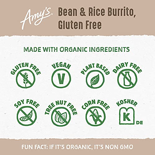 Amy'S Frozen Meals, Vegan And Gluten Free Burrito, Non Dairy Burrito Made With Organic Beans And Rice thumb #5