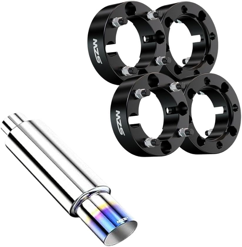 MZS 4x137 Wheel Spacers + Exhaust Muffler in Titanium Burnt Tip Compatible with Commander Outlander Renegade Maverick Traxter