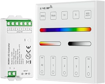 BTF-LIGHTING C04RF Tuya LED Controller FCOB SMD PWM RGBW + R G B W 5PIN LED Strip, WR01RF RF 4 Zone Group Control RGBW Wall Mounted Smart Panel Remote