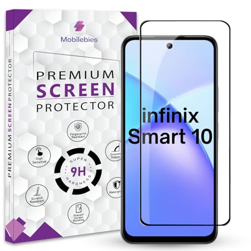 Image of Premium Tempered Glass Screen Protector Guard For infinix Smart 10 (6.67 Inch, Pack of 1) | Edge to Edge Coverage With Easy to installation kit