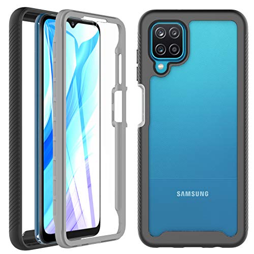 OWKEY Funda Samsung A12 + Pantalla Protector Integrado (Protector 2 en 1) Carcasa TPU+PC 5X Grado Militar Anti-cada 360 Proteccin para Samsung A12 -Transparente (6.5