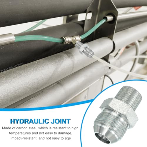 Image of PATIKIL Pipe Adapter Connector 7 /8 inch Male 74 Flare JIC x 3 /8 inch Male R Pipe Fitting 2 Pcs Oil Feed Restrictor Fitting Hydraulic Connector for Oil Steam Water Pipelines System