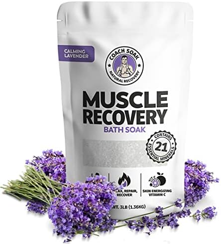 Coach Soak: Muscle Recovery Bath Soak - Natural Magnesium Muscle Relief & Joint Soother - 21 Minerals, Essential Oils & Dead Sea Salt - Absorbs Faster Than Epsom Salt for Soaking (Eucalyptus Tea Tree)