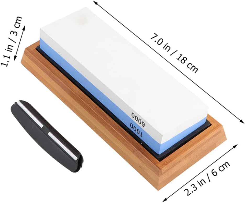 Whetstone Sharpener Double-sided 1000/6000 Grit Kitchen Sharpening Stone Set with Silicone Pad, Base, Angle Guide, and Correction Stone – Home Knife and Scissors Grinding Tool 5pcs