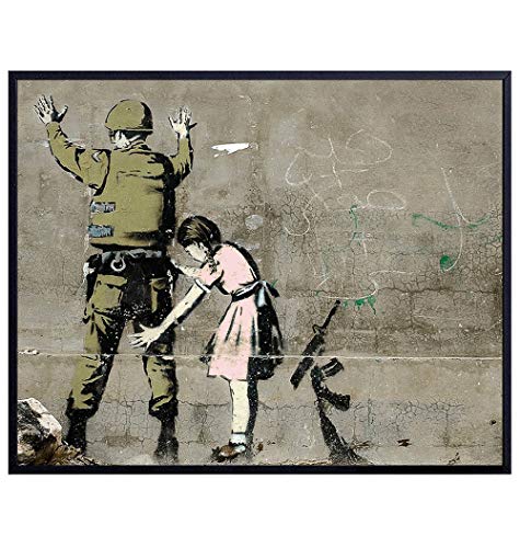 Banksy Street Art Wall Decor 8x10 Picture - Modern Urban Room Decoration Poster for Bedroom, Home, Apartment - Gift for Contemporary Graffiti Mural Fans, Men Women, Teens - Photo Print