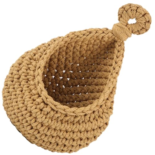 Cesta colgante de lino PRETYZOOM con diseño artesanal para almacenamiento 2