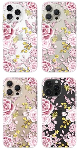 Coque iPhone 16 Pro Max or rose pastel florale premium - 7