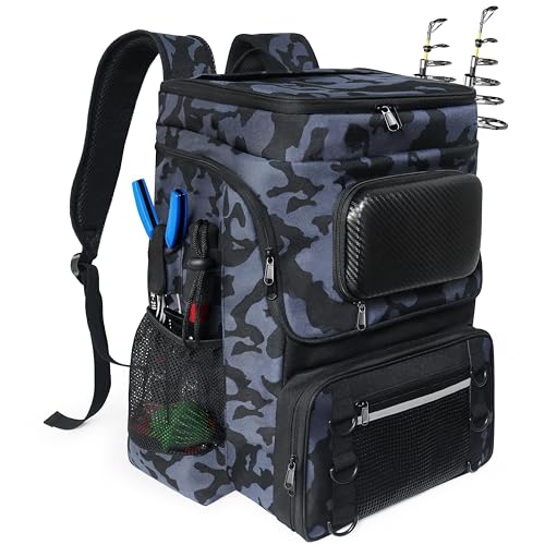 Skaitu Fishing Backpack with Rod Holder and Tackle Storage