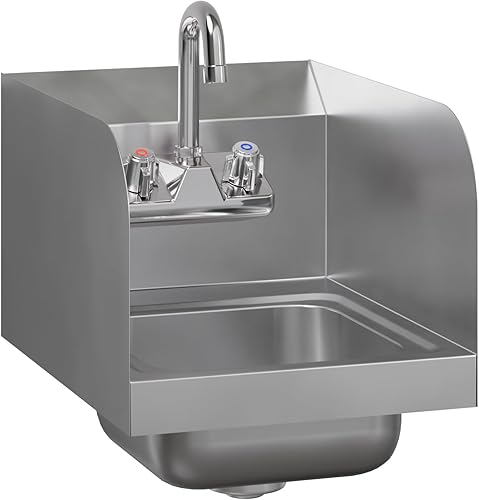 AmGood Fregadero de mano de acero inoxidable para montaje en pared  NSF  Lavabo comercial de manos para restaurante, cocina y hogar (12 x 16