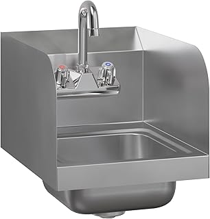 AmGood Stainless Steel Wall Mount Hand Sink | NSF | Commercial Hand Washing Basin For Restaurant, Kitchen and Home (12" x 16" with Sidesplash)