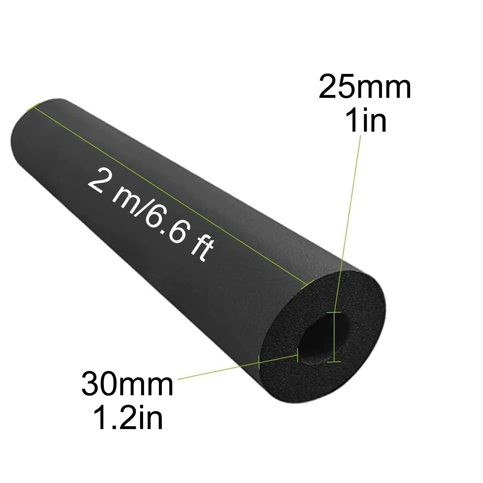 1 tubo de espuma aislante de tubería, diámetro interior de 4/5 a 4.3 pulgadas, grosor de pared de 4/5 a 1.2 pulgadas, aislamiento de tubo de espuma para tuberías de agua caliente y fría (25 x 30 mm