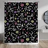 Baocicco Constellation Bathroom Shower Curtain Set Celestial Milky Way Night Sky Astronomical Horoscopes Bath Curtains Shower with Hooks Planetarium Bathroom Curtains Shower Set 60x72 Inches