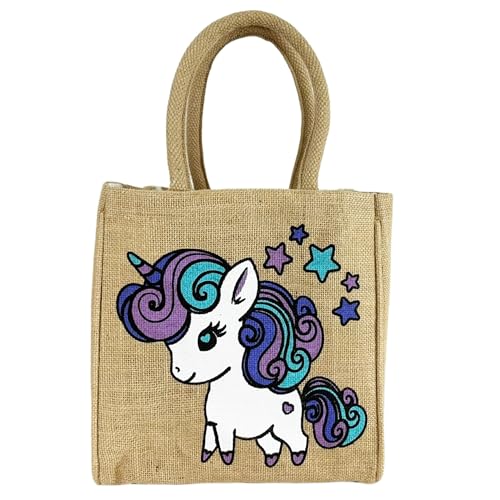 Panier imprimé avec licorne sac à main enfant en jute durable