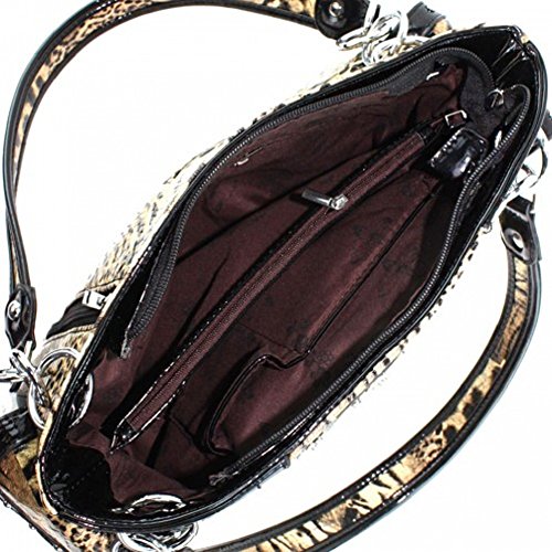 Western Cross Leopard Handbag Rhinestone Pocket Purse With Matching Wallet (black1)4