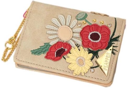 Flapper(フラッパー) Women's Flower Applique Pass Case, Beige, 約11×8cm