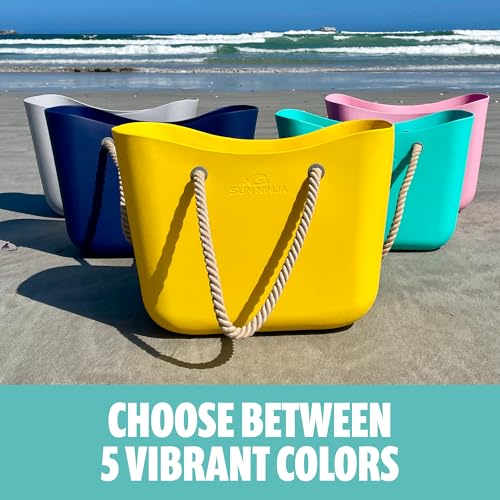 SUN NINJA Rubber Beach Bag Bundle with Microfiber Sand Free Beach Towel, 30oz Insulated Tumbler, Waterproof EVA Tote, Quick-Drying, Sand-Proof, Lightweight, Spacious & Convenient - Beach Day Essential4