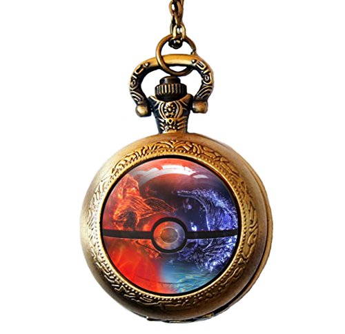 Pokemon Pokeball Pocket Watch Anime Pokemon Go Pikachu Pokemon Locket Wtach Necklace (Style8)