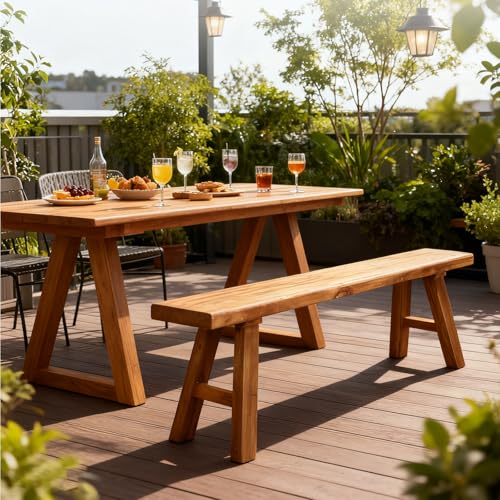 CANYIHB Front Entryway Bench Indoor Hallway Bedroom End of Bed Farm House Rustic Dining Table Vintage Narrow Noodle Bench Solid Wood (L 47.2″x10.2″W x 17.7″H) by CANYIHB - Image 7
