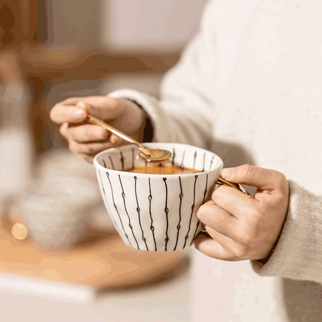 Tazas de Té Tazas Desayuno Taza De Café Creativa Pintada A Mano, Taza De Cerámica con Forma Especial De 11,6 Oz, Taza De Bebida para Pareja con Asa Tazas Tazas de Cafe (Color : A)