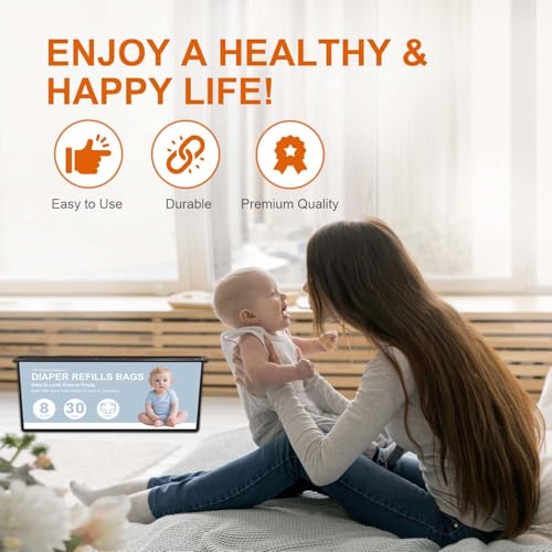 Image of Diaper Pail Refills Bags Compatible with Genie Easy Roll Signature and Platinum Diaper Pails,120 Refills Holds Up to 5600 Newborn Diapers,7-Layer Odor-Barrier Technology (4 Pack)