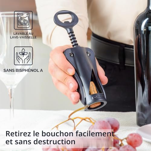 Deiss LUX Décapsuleur de Bouteille de Vin, Tire-bouchon à Ailettes Entièrement Métallique, Décapsuleur de Bouteille de Vin avec Décapsuleur de Bouteille de Bière Intégré - Tire-bouchon Ergonomique – vue 6