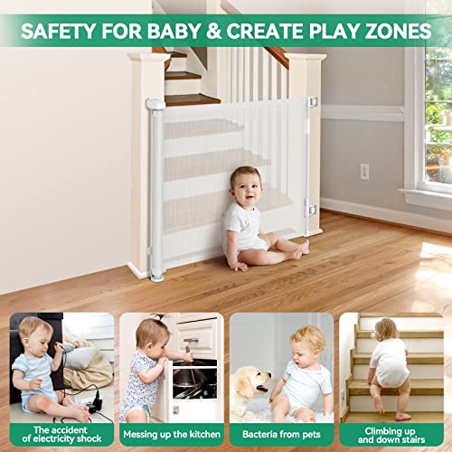 Retractable Baby Gate, 33" Tall, Extends Up To 55'' Wide, Child Safety Baby-Gate, Dog Gate, Pet Retractable Gates For Stairs, Doorways, Hallways, Indoor And Outdoor #TOP7
