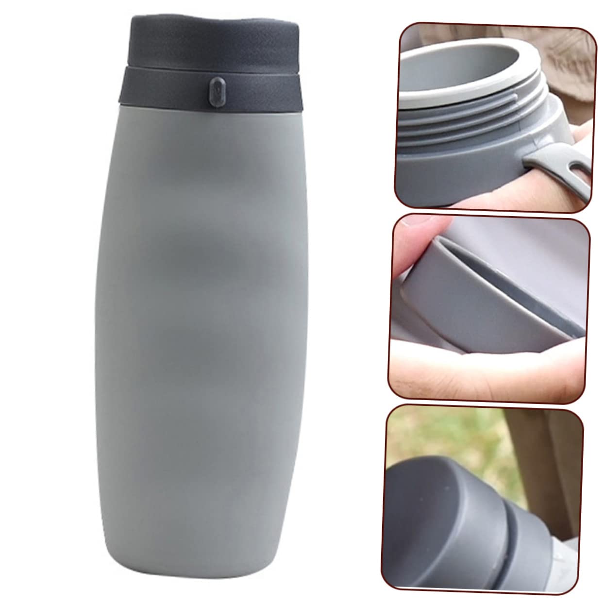 Toddmomy Faltbecher Wasserflaschen Wandern Krüge Faltbare Wasserflasche für unterwegs Faltbare Reiseflaschen Faltbare Flaschen Kieselgel Grey Wiederverwendbar