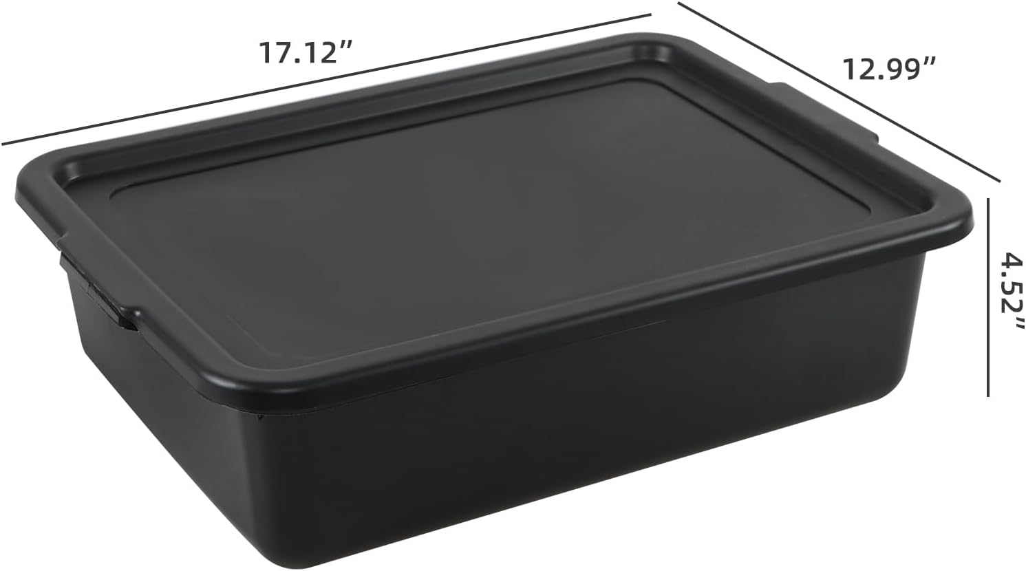 3 Pack 13 L Commercial Bus Boxes with Lid, Restaurant Bus Tub, Black