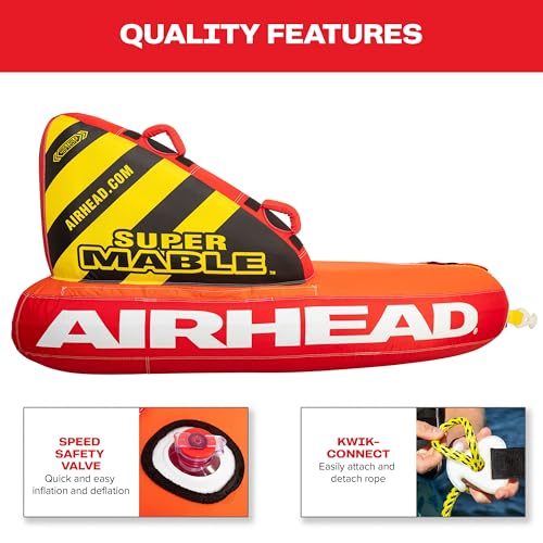 Airhead Super Mable Towable Tube | 1-3 Rider Towable Tube for Boating and Water Sports | Dual Tow Points | Full Nylon Cover | EVA Foam Pads | Patented Speed Valve | Boat Tubes and Towables by AIRHEAD - Image 4