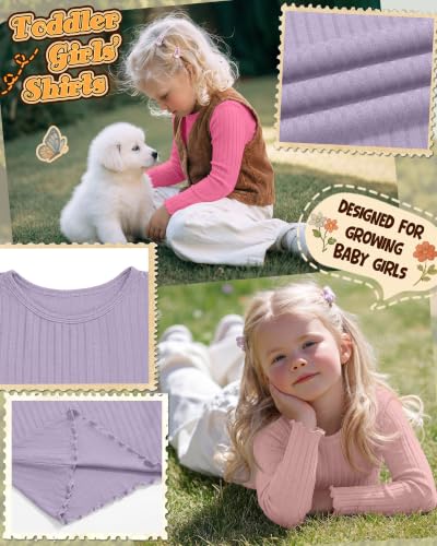 Image of 3 Pack Toddler Girls Cute Long Sleeve Cotton Shirts