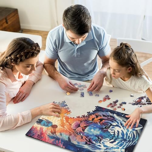 Puzzle de 1000 piezas de tigre místico, pasatiempo relajante para adultos en casa 7