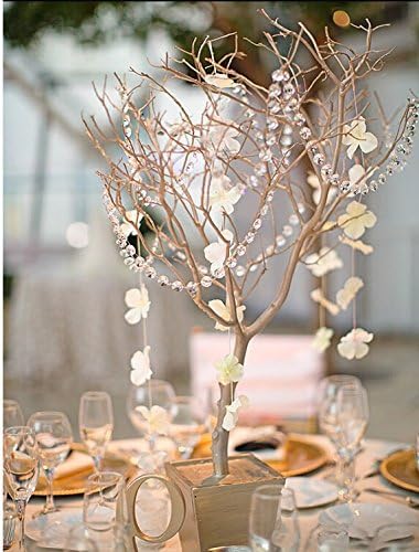 Worldoor® 33 Feet Iridescent Crystal Acrylic Gems Bead Strands Wedding Table Centerpieces Wishing Tree Garland/Octagonal Acrylic Beaded Clear Crystal Garland Strands for Wedding Decoration Chandelier